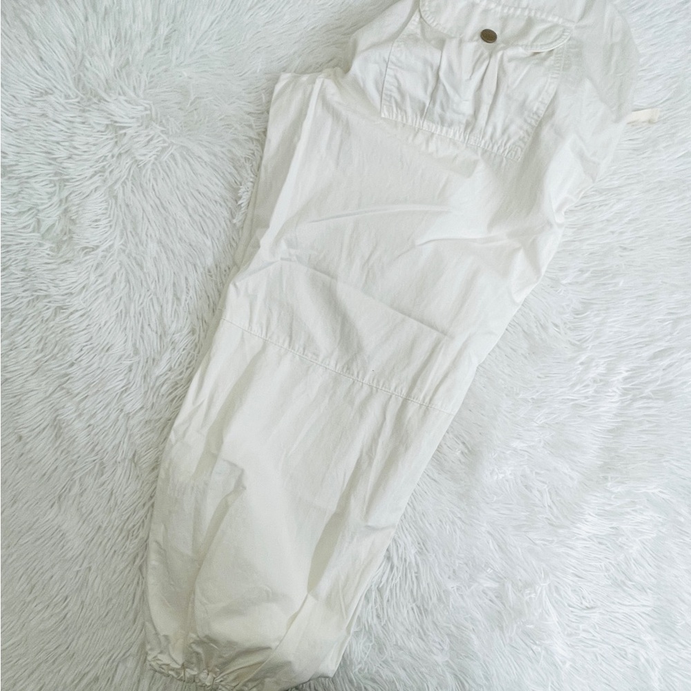 Anthropologie Pilcro Wide-Leg Women's Pants White Size M With Ankle Drawstring - Picture 8 of 11